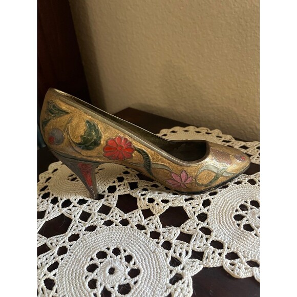 Antique Solid Brass High Heel Shoe - Picture 3 of 8